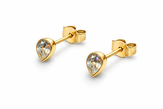 PEAR SHAPE BEZEL EARRINGS