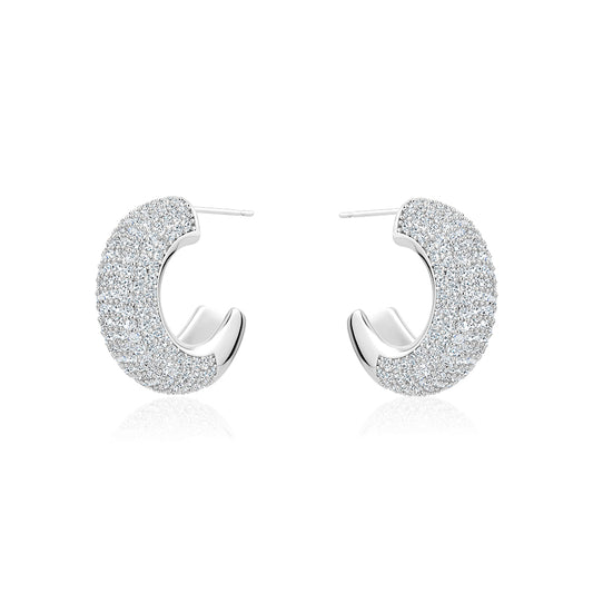 HALF HOOP PAVE BOLD EARRINGS