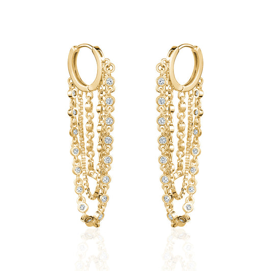 CRYSTAL BEZELCHAIN EARRINGS Limlim fashion accessories