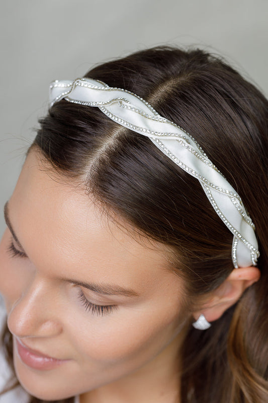 TWISTED SATIN CRYSTAL HAIRBAND Limlim fashion accessories