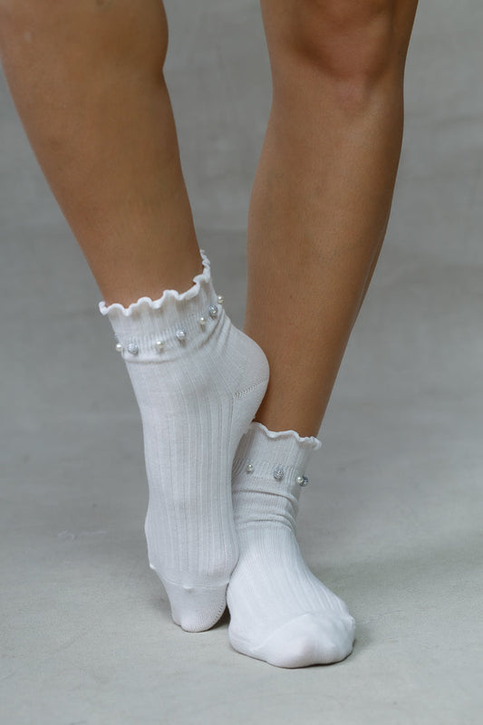 SHORT FRILL CRYSTAL BALL SOCKS LIMLIM