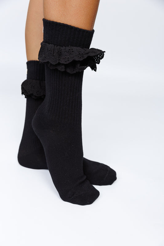 FRENCH FRILL RIBBED SOCKS