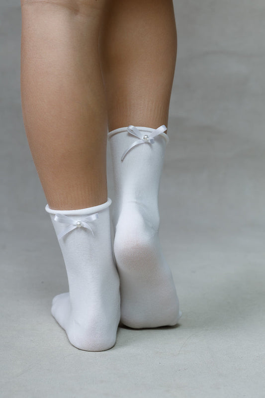 Satin black bow socks LIMLIM