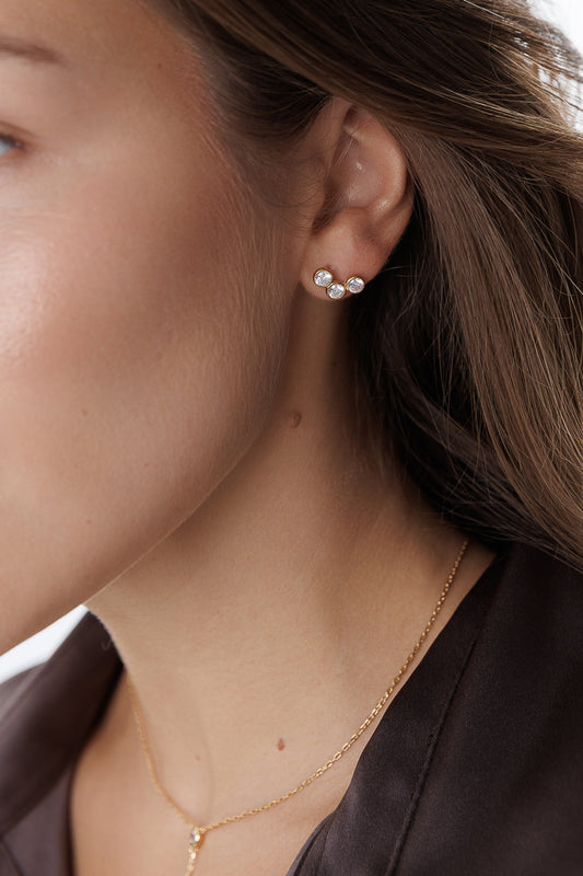 THREE BEZEL EARRINGS