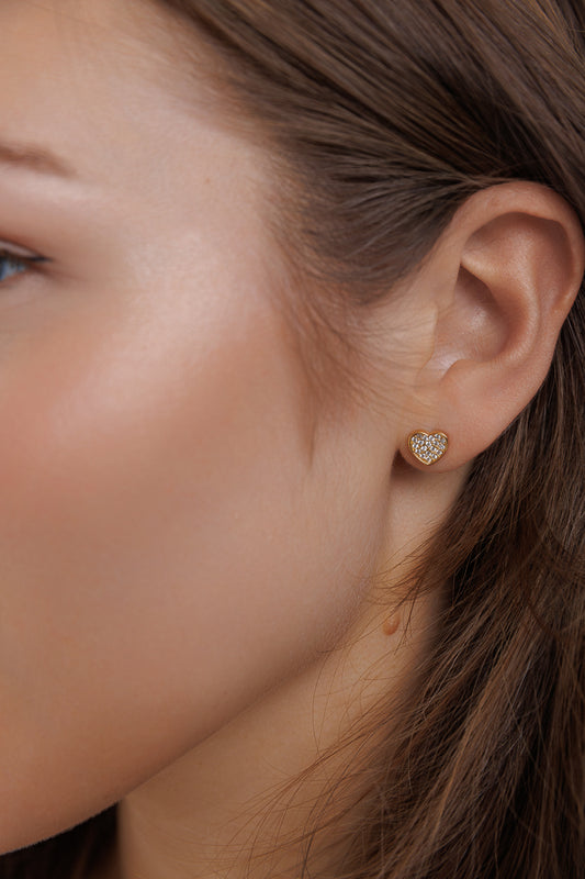 SMALL PAVE HEART EARRINGS