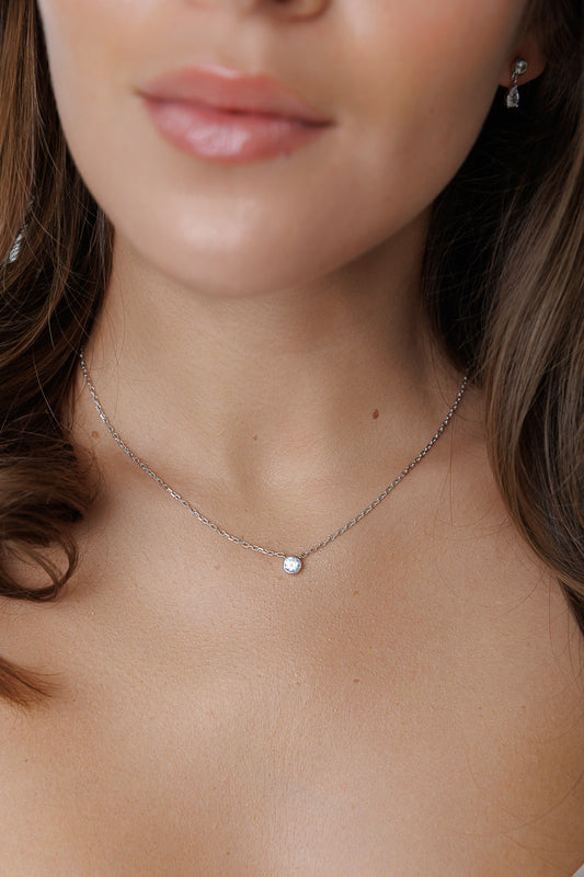 ROUND SOLITAIRE BEZEL NECKLACE