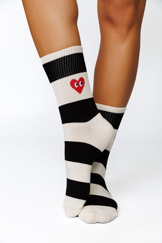 LARGE STRIPE HEART SOCKS