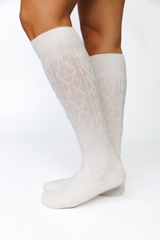 LONG BRAIDED CASHMERE BLEND SOCKS