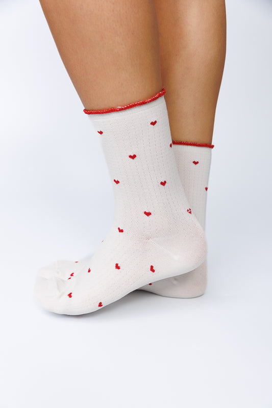 FRILL HEART RED SOCKS
