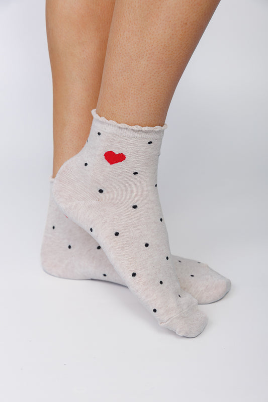POLKA DOT HEART ANKLE SOCKS