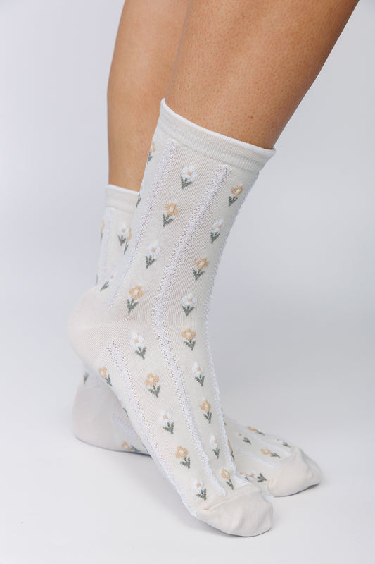 FLORAL FRILL TRIM SOCKS