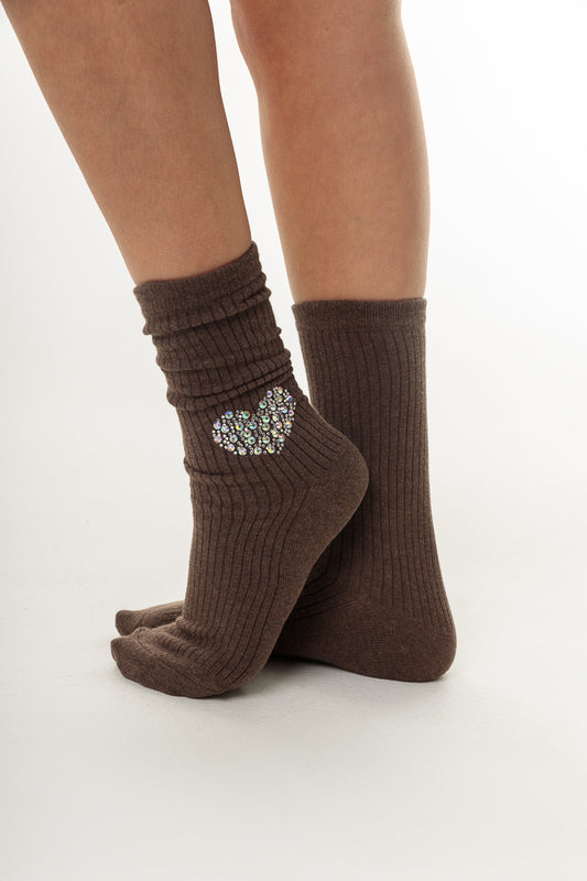 RIBBED CRYSTAL HEART SOCKS