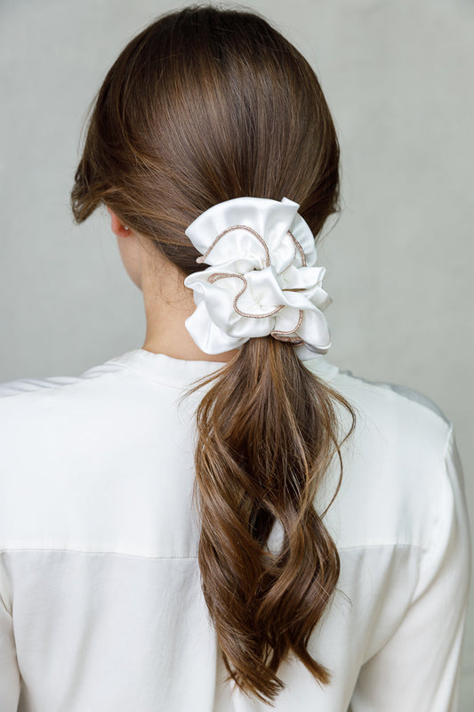 GOLD THREAD SATIN SCRUNCHIES Limlim fashion accessories