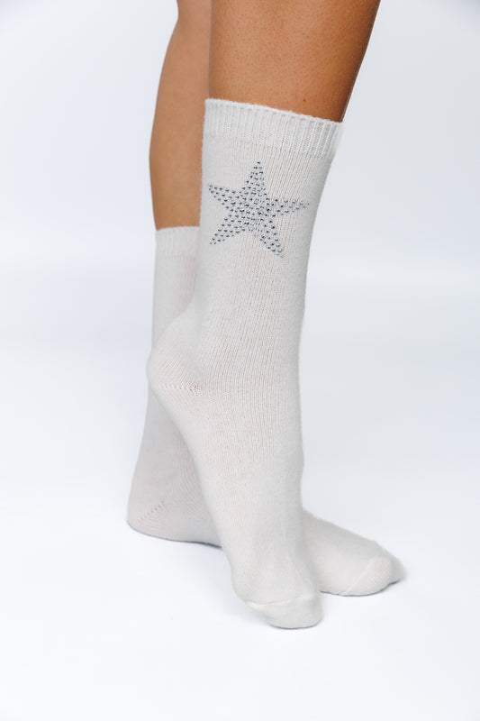 CRYSTAL CASHMERE BLEND STAR SOCKS