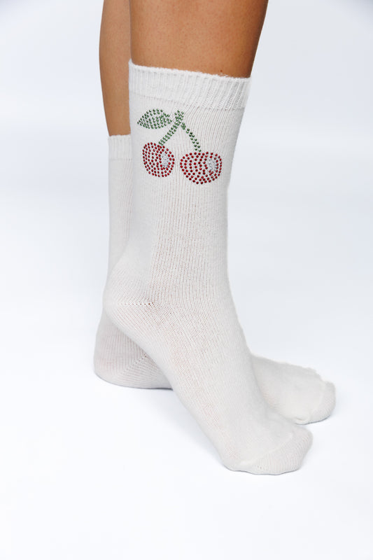 CHERRY CRYSTAL CASHMERE BLEND SOCKS