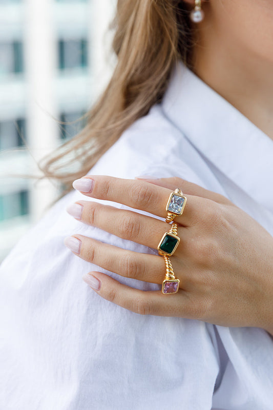 EMERALD CUT STATEMENT RING Limlim fashion accessories