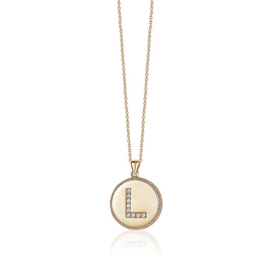 INITIAL MEDALLION WITH CRYSTALS sistrbrand