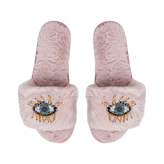 BEADED EVIL EYE SLIPPERS Limlim fashion accessories