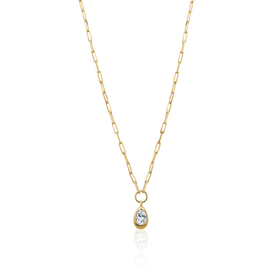 PEAR SHAPE BEZEL NECKLACE