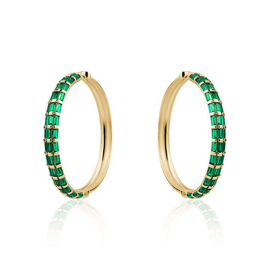 EMERALD BAGUETTE LARGE HOOPS