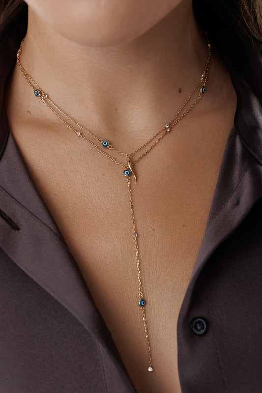 EVIL EYE BEADED LARIAT