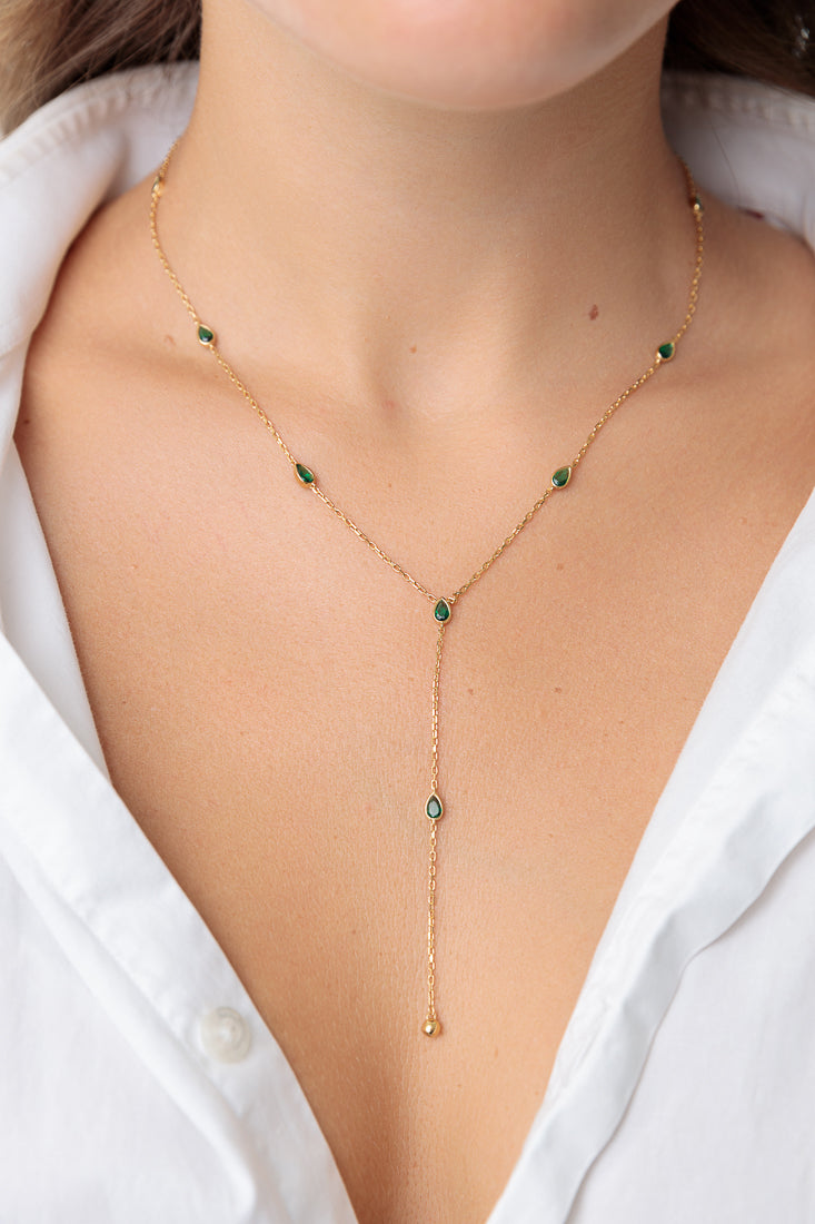 Lariat crystal necklace Silver