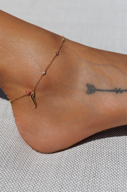 HORN EVIL EYE ANKLET
