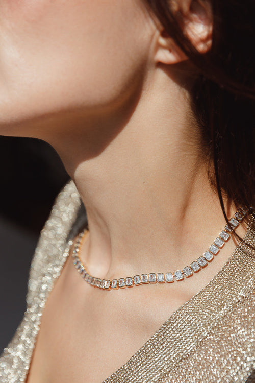 EMERALD CUT TENNIS NECKLACE Limlim fashion accessories
