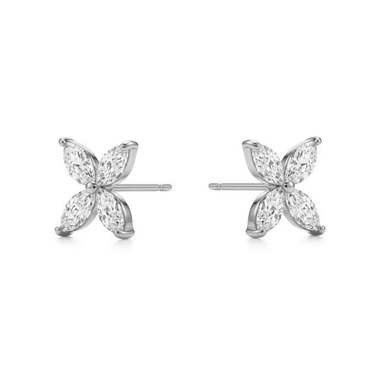 FOUR PETAL CRYSTAL STUD EARRINGS