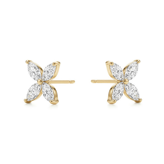 FOUR PETAL CRYSTAL STUD EARRINGS
