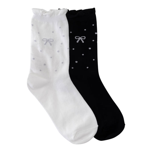SILVER BOW FRILLED SOCKS
