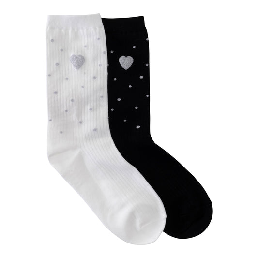 SILVER POLKA DOT HEART SOCKS