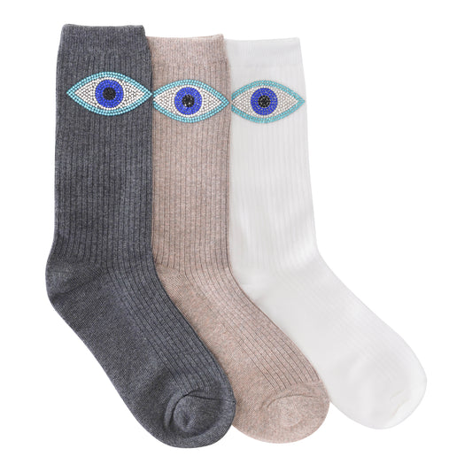 HIGH EVIL EYE CRYSTAL SOCKS