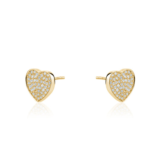 SMALL PAVE HEART EARRINGS