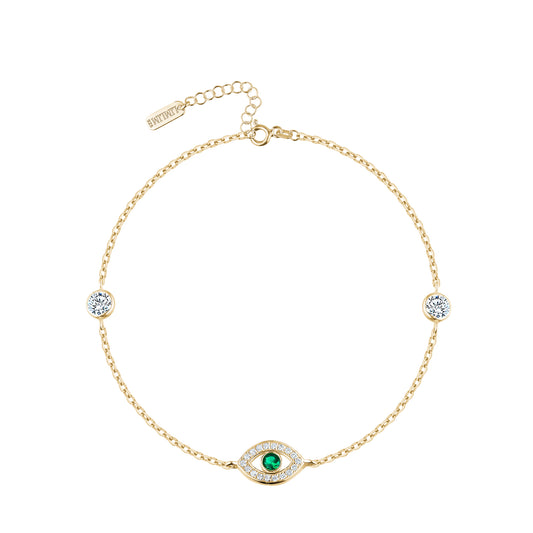 BEZEL PAVE EMERALD EYE BRACELET