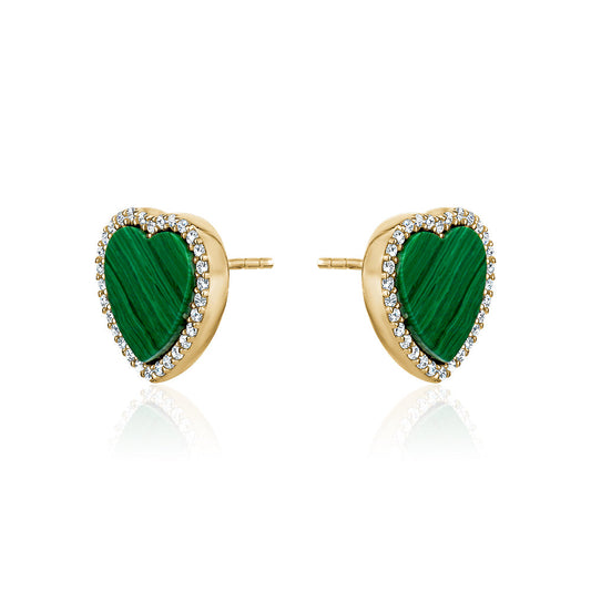 MALACHITE  HEART EARRINGS Limlim fashion accessories