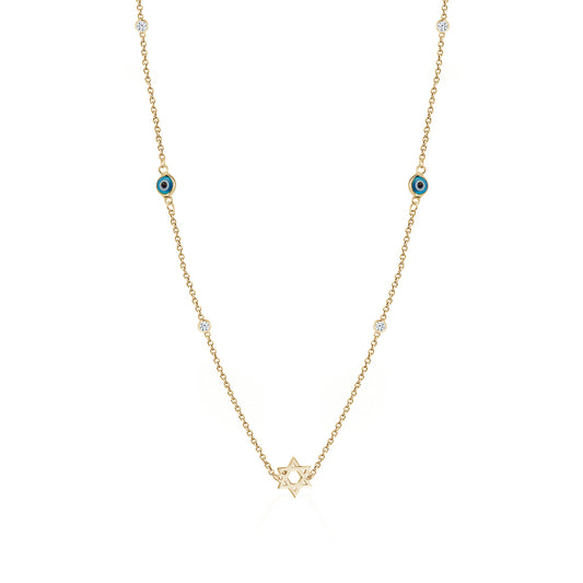 MAGEN DAVID EVIL EYE NECKLACE