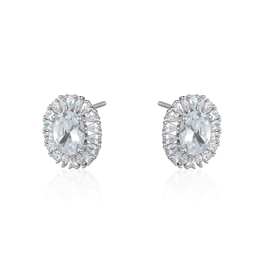 OVAL CUT HALO EARRING