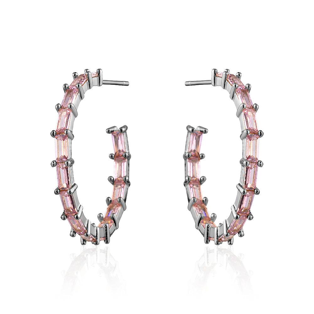 MEDIUM BAGUETTE HOOPS PINK Limlim fashion accessories