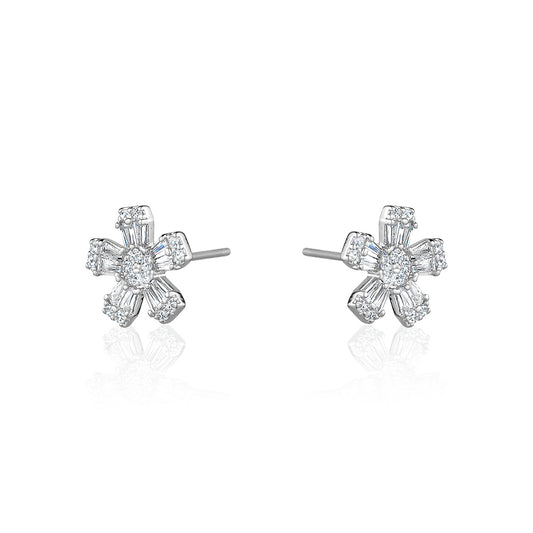 SINGLE CRYSTAL FLOWER EARRINGS