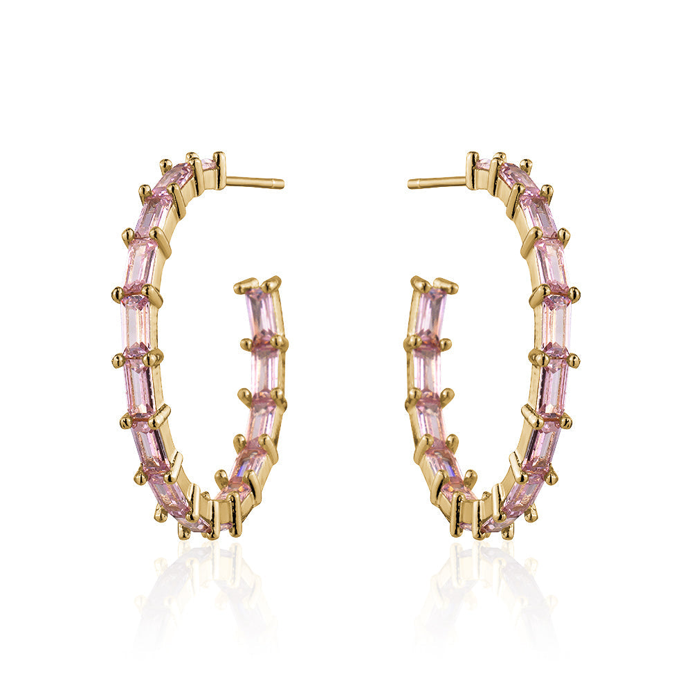 MEDIUM BAGUETTE HOOPS PINK Limlim fashion accessories