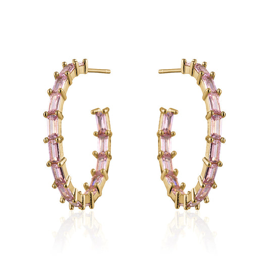 MEDIUM BAGUETTE HOOPS PINK Limlim fashion accessories