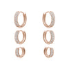THREE ROW PAVE HUGGIES SETS (3 pairs)