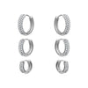 THREE ROW PAVE HUGGIES SETS (3 pairs)
