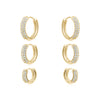 THREE ROW PAVE HUGGIES SETS (3 pairs)