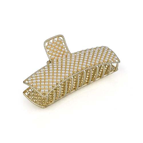 RECTANGULAR METAL PEARL CLIP Limlim fashion accessories