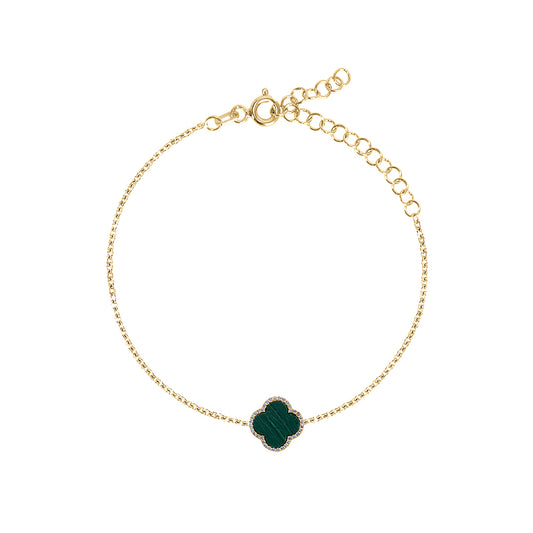 MALACHITE FOUR LEAF CLOVER  BRACELET