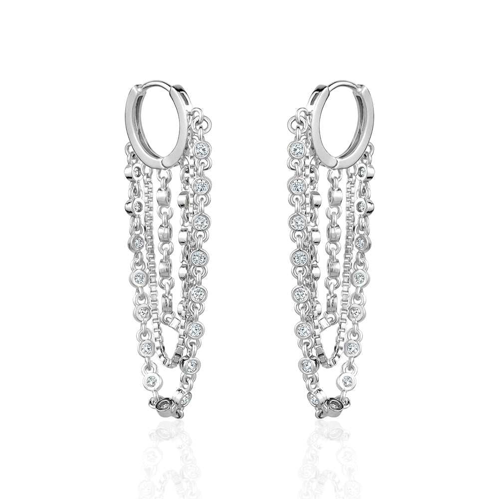 CRYSTAL BEZELCHAIN EARRINGS Limlim fashion accessories