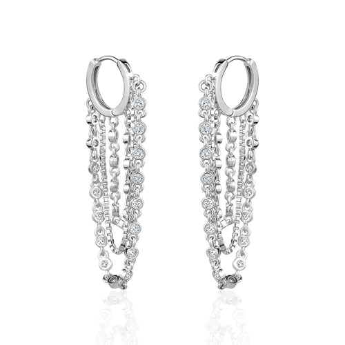 CRYSTAL BEZELCHAIN EARRINGS Limlim fashion accessories