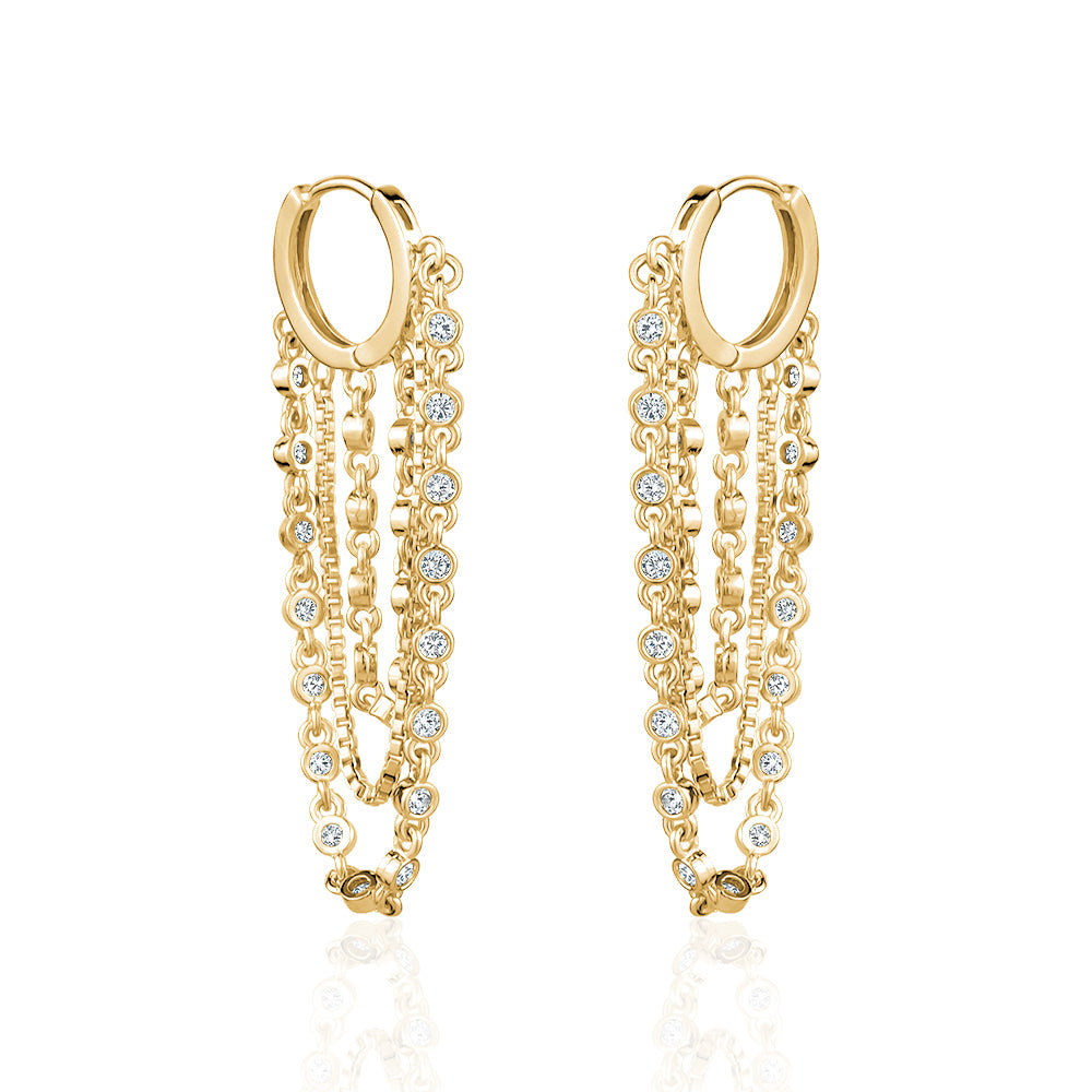 CRYSTAL BEZELCHAIN EARRINGS Limlim fashion accessories